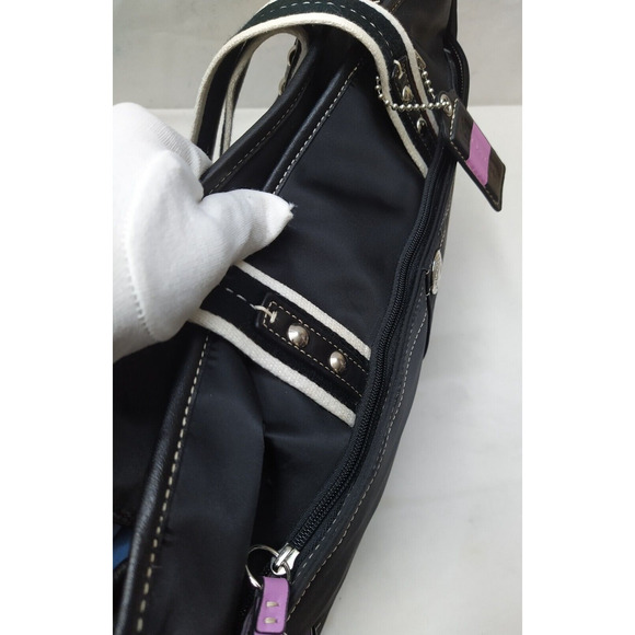 Coach Chelsea Black Nylon Double Handles Zipper Closure Large Tote Shoulder Bag - Picture 13 of 16